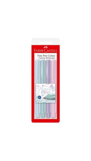 CANETA FINE PEN 4 CORES TONS PASTEIS FABER-CASTELL