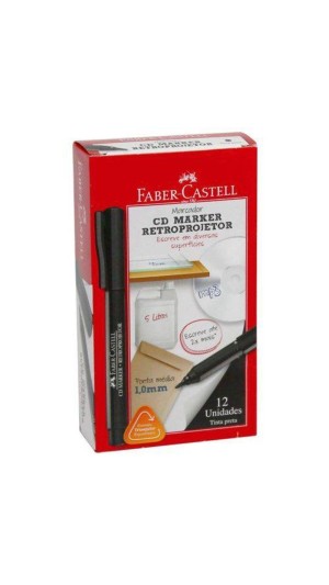 MARCADOR RETRO PROJETOR 1.0 MÉDIA FABER-CASTELL CAIXA C/12 UNID.