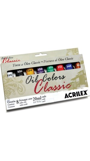 TINTA ÓLEO 20ML ESTOJO C/08 UNID CLASSIC ACRILEX