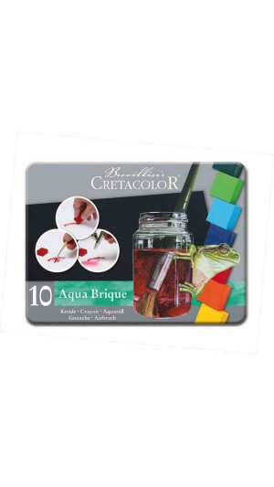 AQUARELA EM PASTILHA AQUA BRICK CRETACOLOR 10 CORES