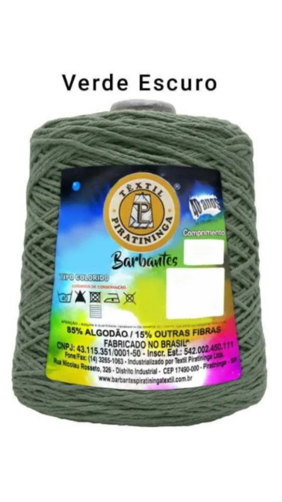 BARBANTE COLORIDO N°6 1KG 991M PIRATININGA