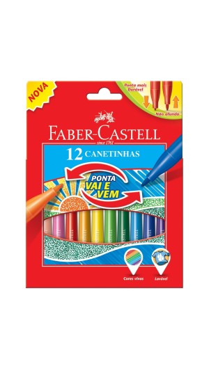 CANETA HIDROCOR 12 CORES VAI E VEM FABER-CASTELL