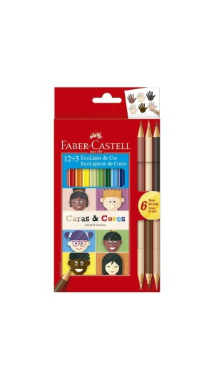 LÁPIS DE COR 12 CORES + 3 CARAS & CORES FABER-CASTELL