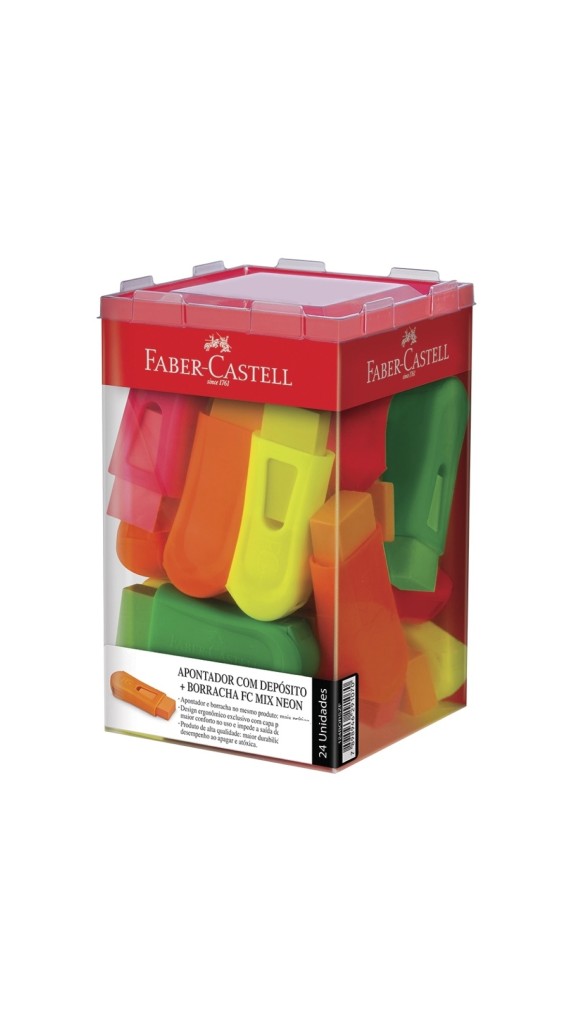 APONTADOR C/BORRACHA FABER-CASTELL CAIXA C/24 UNID