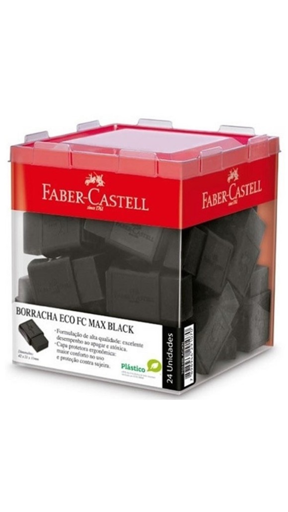 BORRACHA COM CAPA FABER-CASTELL MAX BLACK CAIXA C/24 UNID