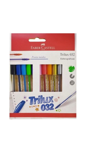 CANETA ESFEROGRAFICA TRILUX 032 MEDIA 10 CORES