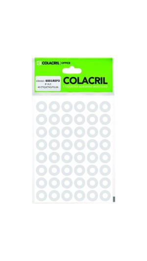 REFORÇO AUTOADESIVO TRANSPARENTE C/288 ETIQ 14,5MM COLACRIL