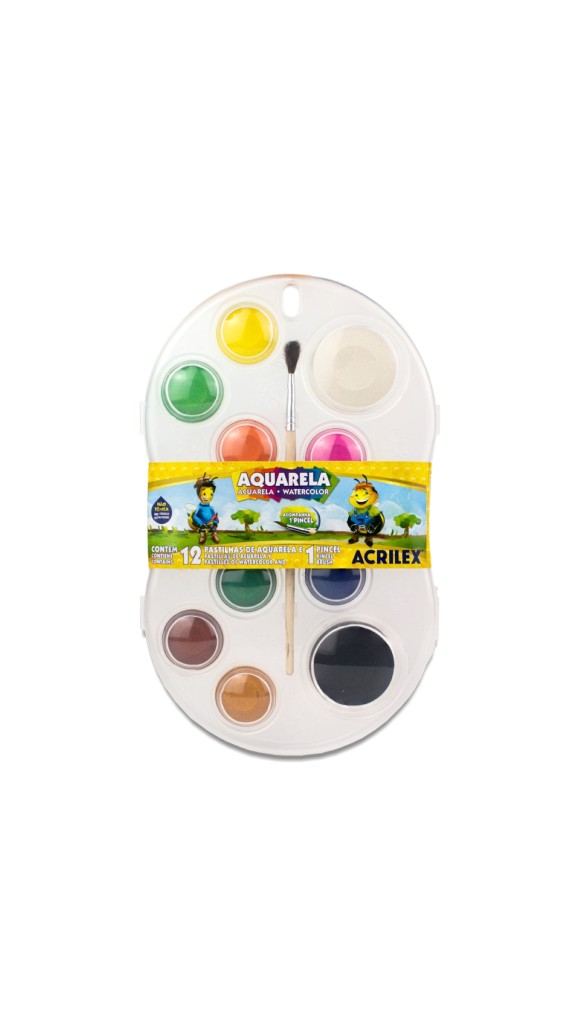 AQUARELA PASTILHA 12 CORES ACRILEX