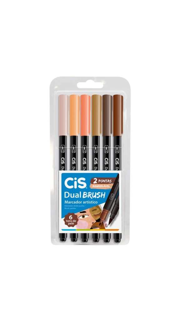 CANETA PINCEL DUAL BRUSH PEN COM 06 CORES TONS DE PELE CIS