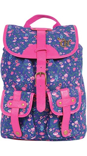 MOCHILA ESCOLAR G CAPRICHO FLORAL AZUL DMW