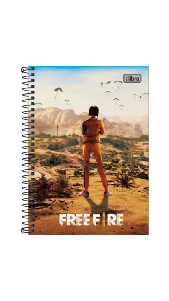 CADERNO 1/4 CAPA DURA ESPIRAL MASC.FREE FIRE 80F