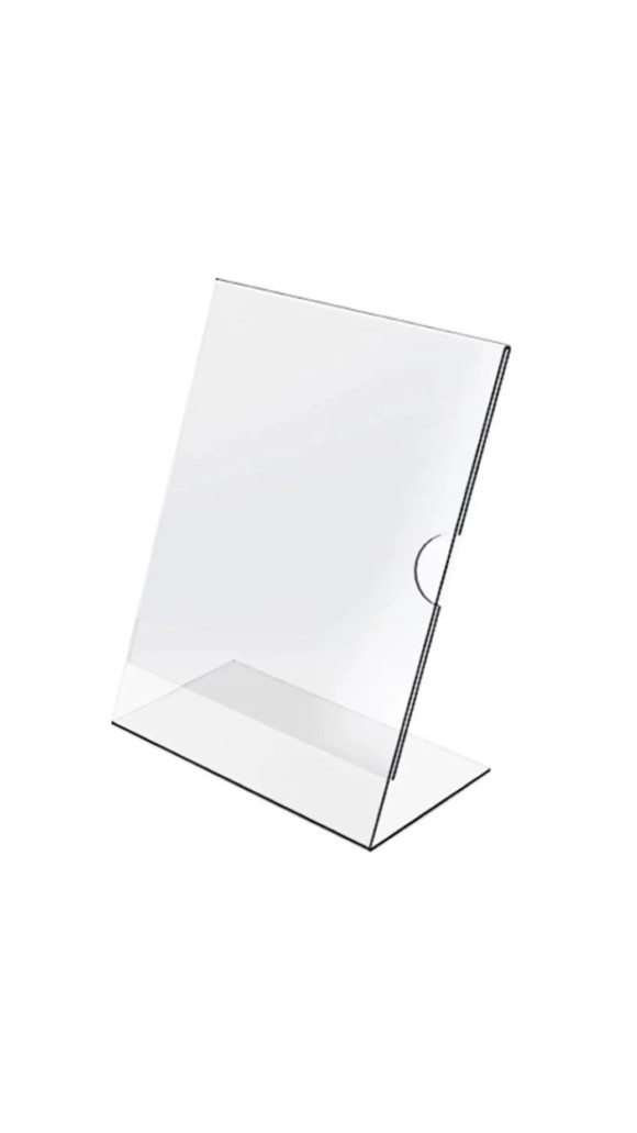 DISPLAY DE AVISOS A4 VERTICAL C/APOIO CRISTAL ACRINIL