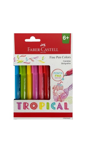 CANETA FINE PEN 06 CORES TROPICAL COLORS FABER-CASTELL