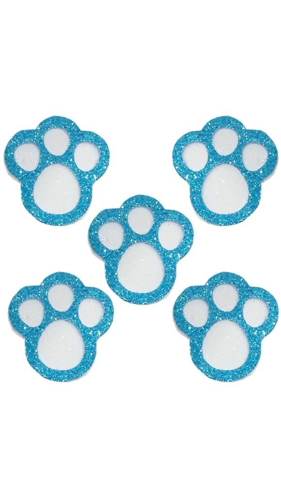 APLIQUE PEGADA AZUL C/ GLITTER C/5 UN