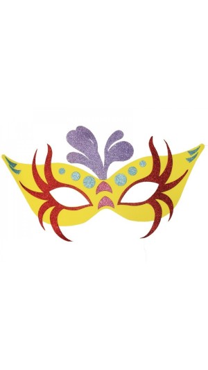 PAINEL MASCARA CARNAVAL AMARELA GLITTER