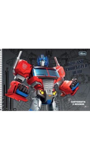 CADERNO CARTOGRAFIA CAPA DURA MASC.TRANSFORMERS 80F