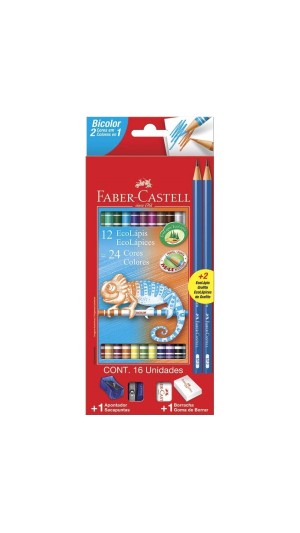 LAPIS DE COR 12 CORES BICOLOR 12=24 FABER-CASTELL