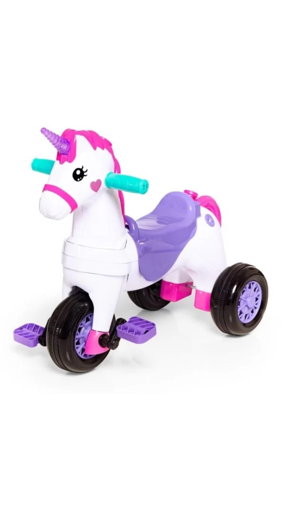 TRICICLO COM EMPURRADOR UNICÓRNIO FANTASY ROSA CALESITA