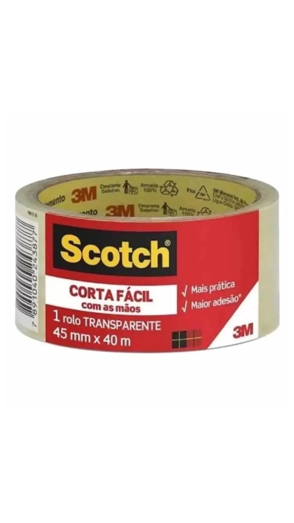 FITA DE EMPACOTAMENTO 45MMX40M SCOTCH CORTA FÁCIL 3M