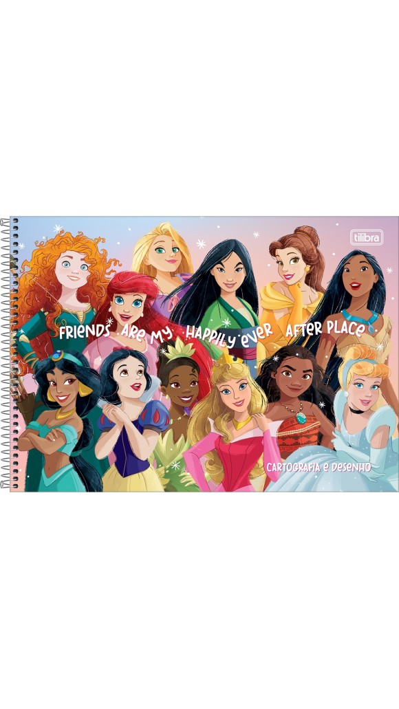 CADERNO CARTOGRAFIA CAPA DURA FEM.PRINCESAS 80F.2023 TILIBRA