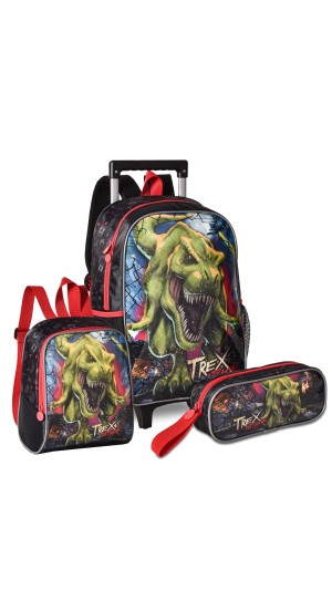KIT MOCHILA + ESTOJO + LANCHEIRA T-REX ATTACK TX3511KT CLIO
