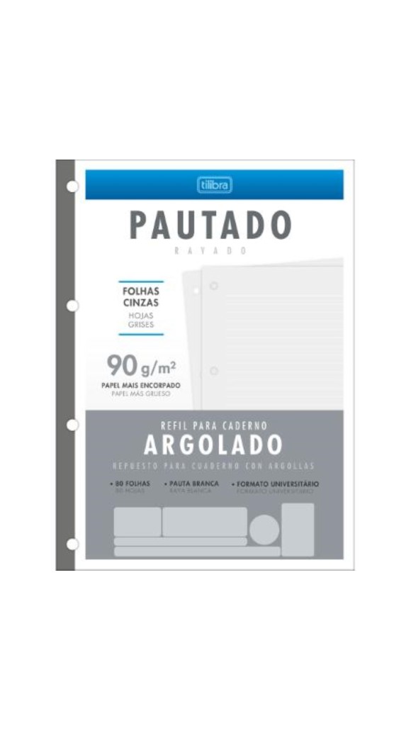 BLOCO FICHARIO UNIV.TILIFLEX CINZA 90G 80F.2023 TILIBRA