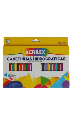 CANETA HIDROGRAFICA 24 CORES ACRILEX