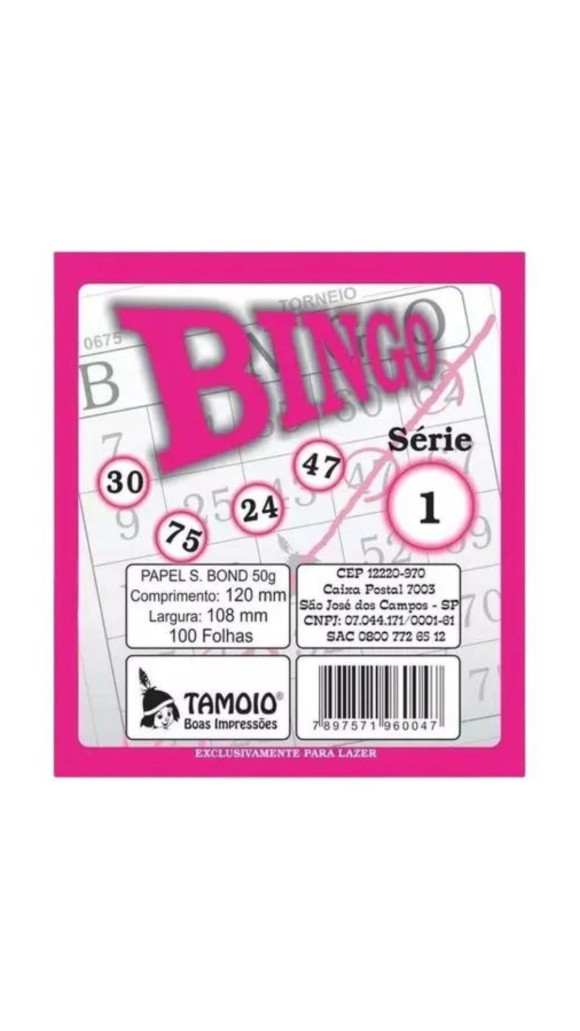 BINGO COLORIDO 100FLS 12X11 UNIDADE TAMOIO