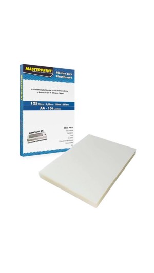 PLASTICO P/PLASTIF.POUCH FILM A4 220X307X0,05 MASTERPRINT PCT C/100 UNID.