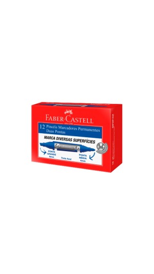 MARCADOR PERMANENTE DUAS PONTA FABER-CASTELL CAIXA C/12 UNID.
