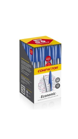 CANETA ESFEROGRÁFICA COMPACTOR ECONOMIC -  CAIXA C/50 UNID.