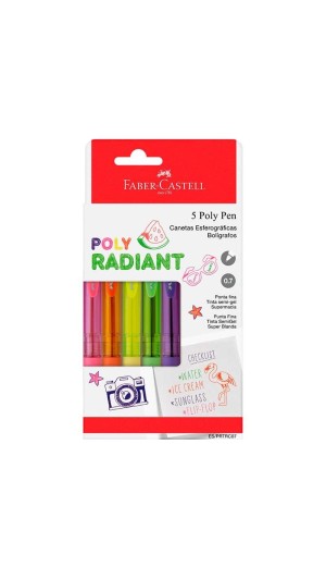CANETA ESF.0.7 POLY RADIANT COLORS C/05 UNID. FABER-CASTELL