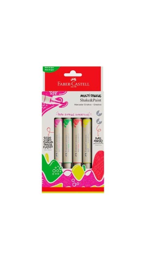 MARCADOR MULTIMARK SHAKE&PAINT 2P NEON C/04 CORES FABER-CASTELL