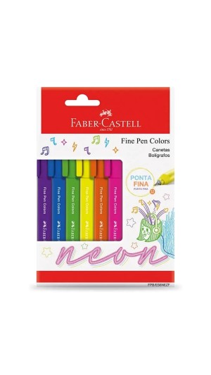 CANETA FINE PEN 06 CORES 0.4MM NEON FABER-CASTELL