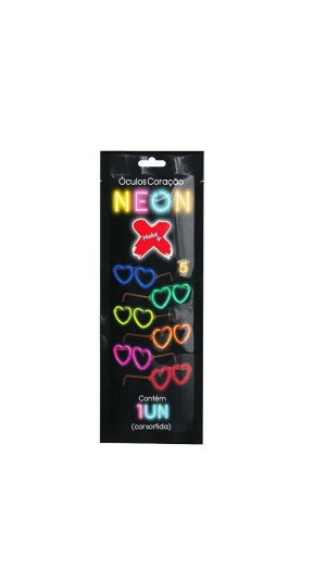 ÓCULOS BASTÃO NEON CORAÇÃO MAKE+