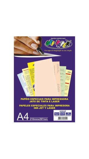 PAPEL IMP.VERGÊ 180G A4 210X297 PCT C/50 FLS OFF PAPER