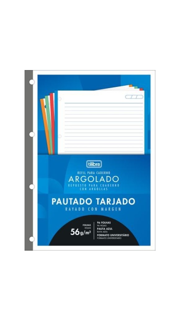 BLOCO FICHARIO COLORIDO TILIFLEX TARJADO ACAD 96F.2024 TILIBRA