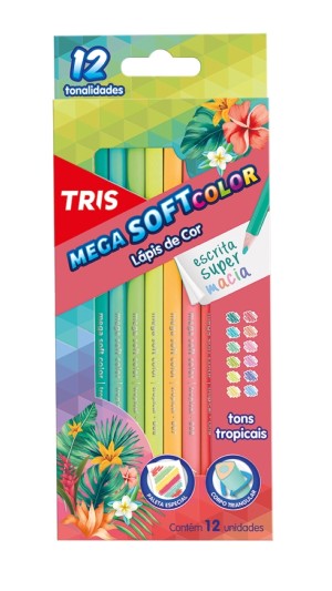 LAPIS DE COR 12 CORES MEGA SOFTCOLOR TONS TROPICAIS TRIS
