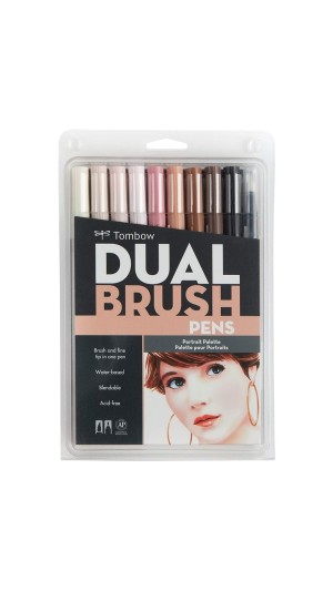 ESTOJO DUAL BRUSH C/10 CANETAS PINCEIS TONS DE PELE