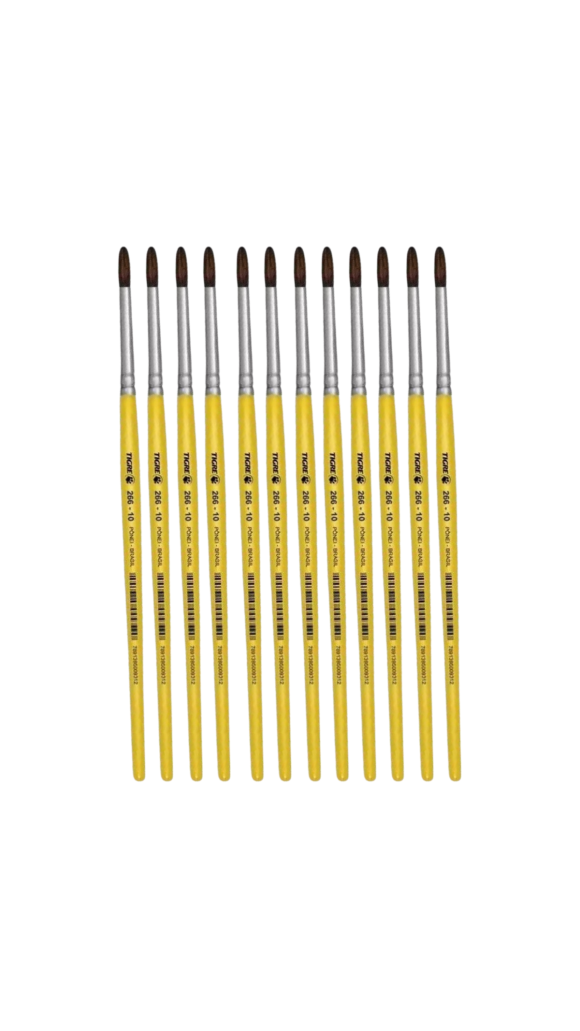 PINCEL REDONDO 266 N.10 CURTO AMARELO PONEI BRASIL TIGRE PCT C/12 UNID.