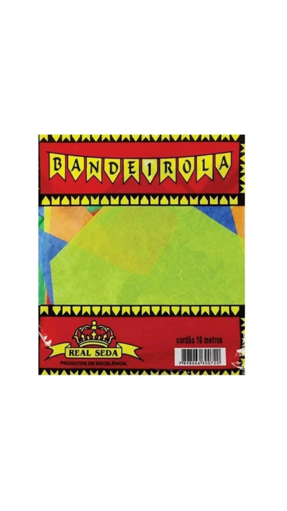 BANDEIROLA DE PAPEL JUNINA 18 BANDEIRAS C/10 METROS REAL SEDA