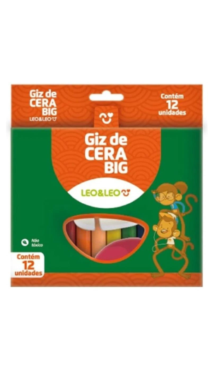 GIZÃO DE CERA 12 CORES GROSSO LEO&LEO