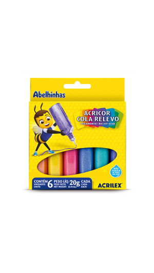 ACRICOR COLA RELEVO 20G C/06 CORES ACRILEX
