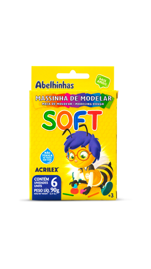 MASSA DE MODELAR 06 CORES 90G SOFT ACRILEX