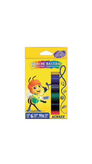 TINTA GUACHE BASTÃO 10G 06 CORES ACRILEX