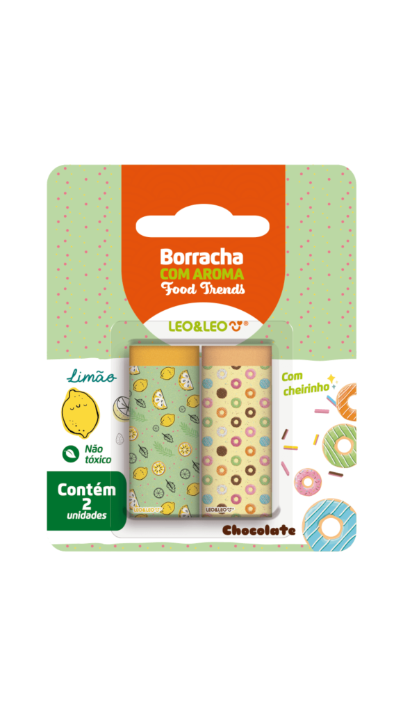 BORRACHA C/AROMA FOOD TRENDS BLISTER C/02 UNID. LEO&LEO