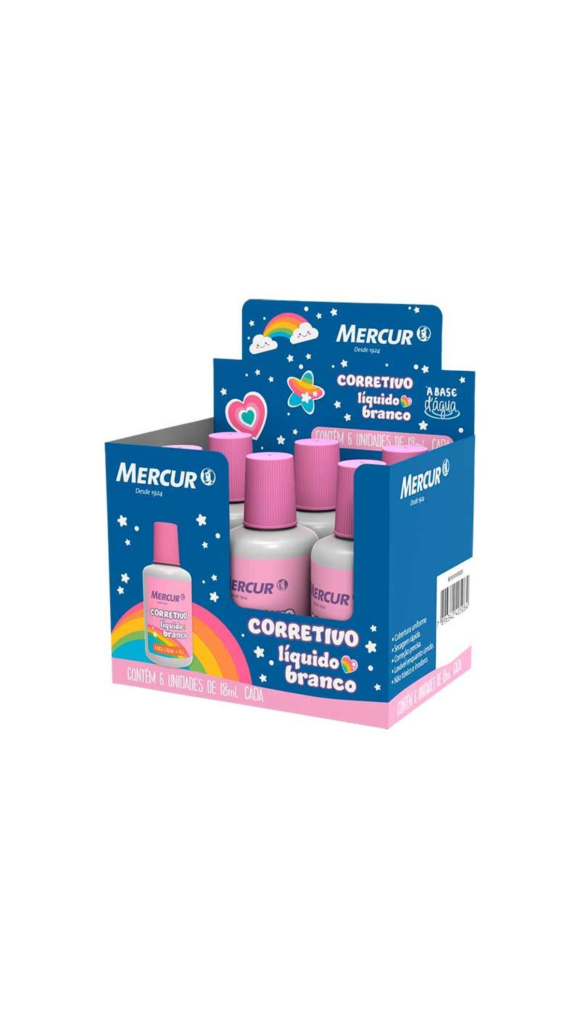 CORRETIVO LÍQUIDO 18ML MAGICAS MERCUR CAIXA C/06 UNID.