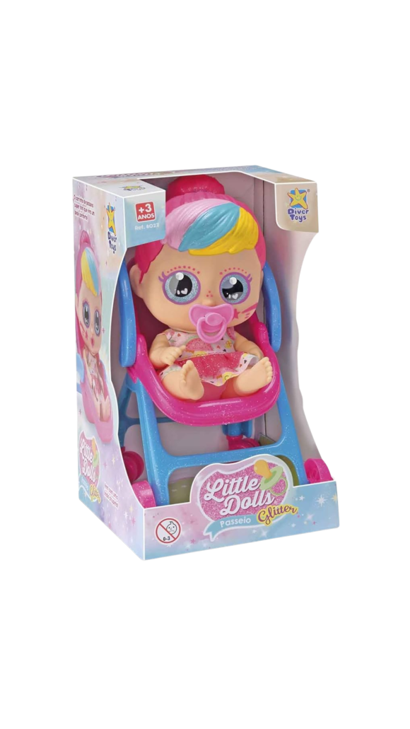 BONECA LITTLE DOLLS GLITTER CARRINHO DE PASSEIO DIVERTOYS