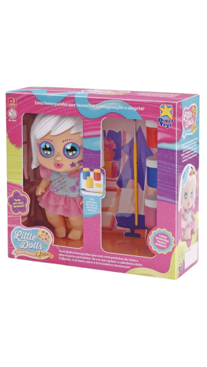 BONECA LITTLE DOLLS GLITTER PINTA E REPINTA DIVERTOYS