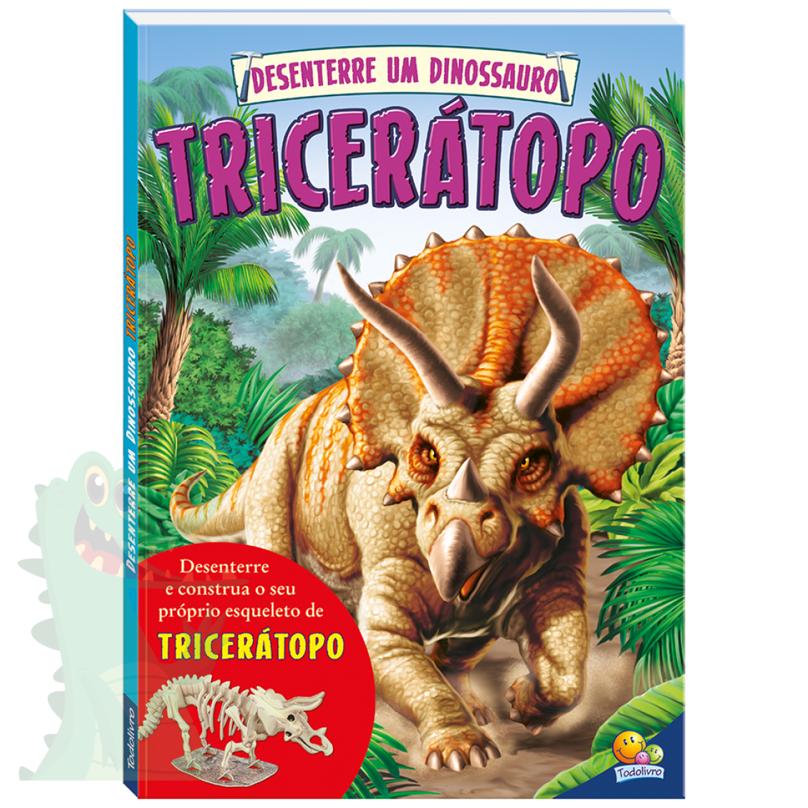 Desenho de Tricerátopo e tiranossauro rex pintado e colorido por